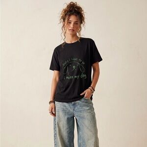 I Miss My Dog Lightweight Cotton T-shirt in Black Lower Art Placement